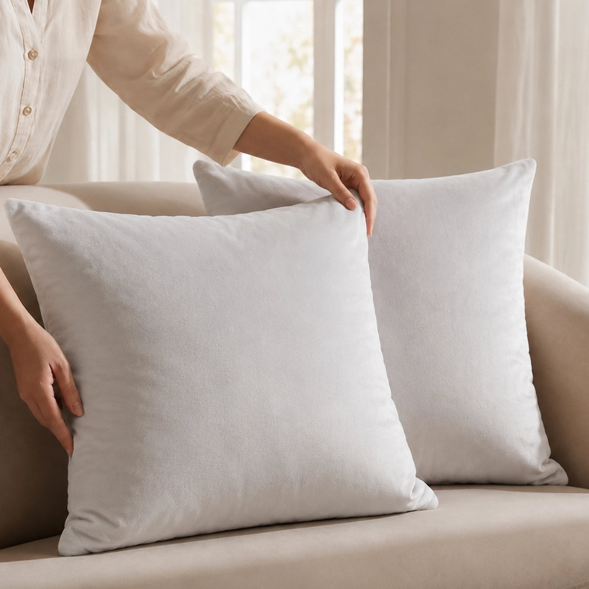 Fort Royal - Velvet Solid Dye Cushion Cover (White)