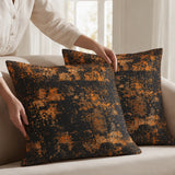 Abstract Pattern Quilted Cushion Cover (Black & Mustard)
