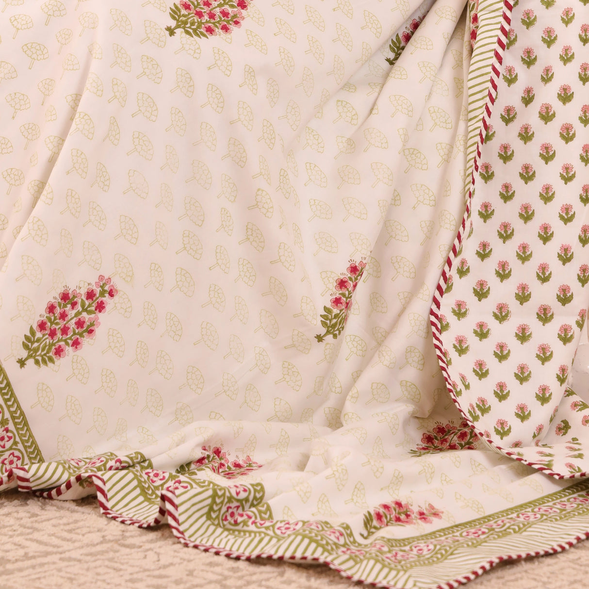 Olive Bloom - Handblock Dohar
