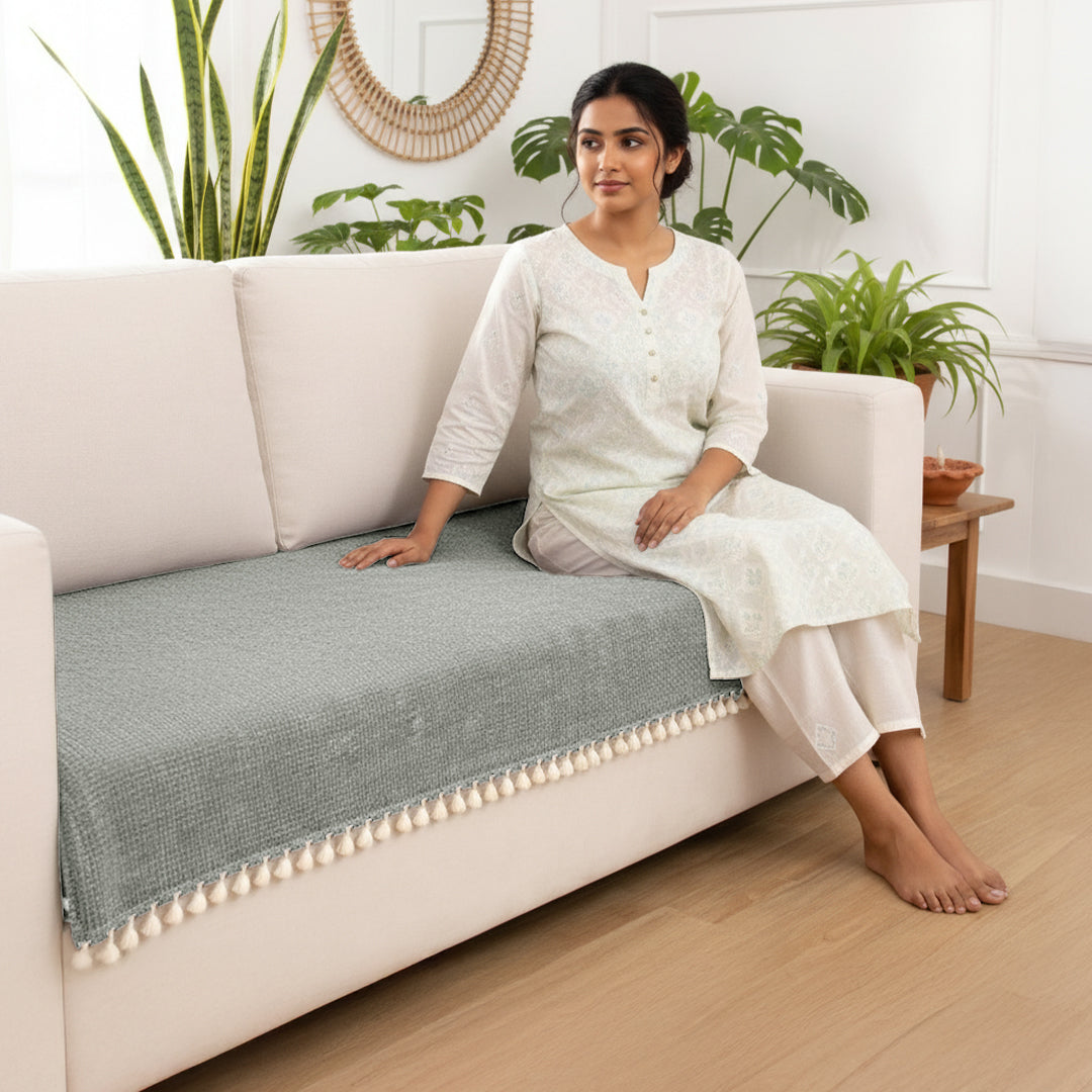 Chenille Silver Grey Sofa Cover