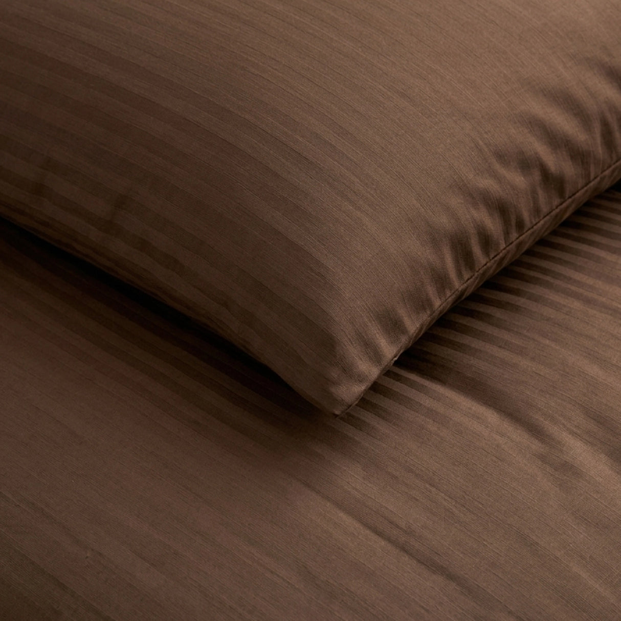 Breton Mellow - Satin Stripe Duvet Cover (Brown)
