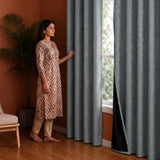 Fort Essential Abstract - Eyelet Black Backing Blackout Curtain (Grey)