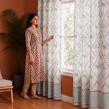 Island Trellis Eyelet Handblock Printed duck Curtain