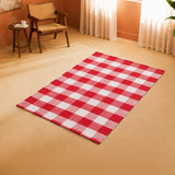 Breton Shadowplay - Plaid Rug (Red & White)
