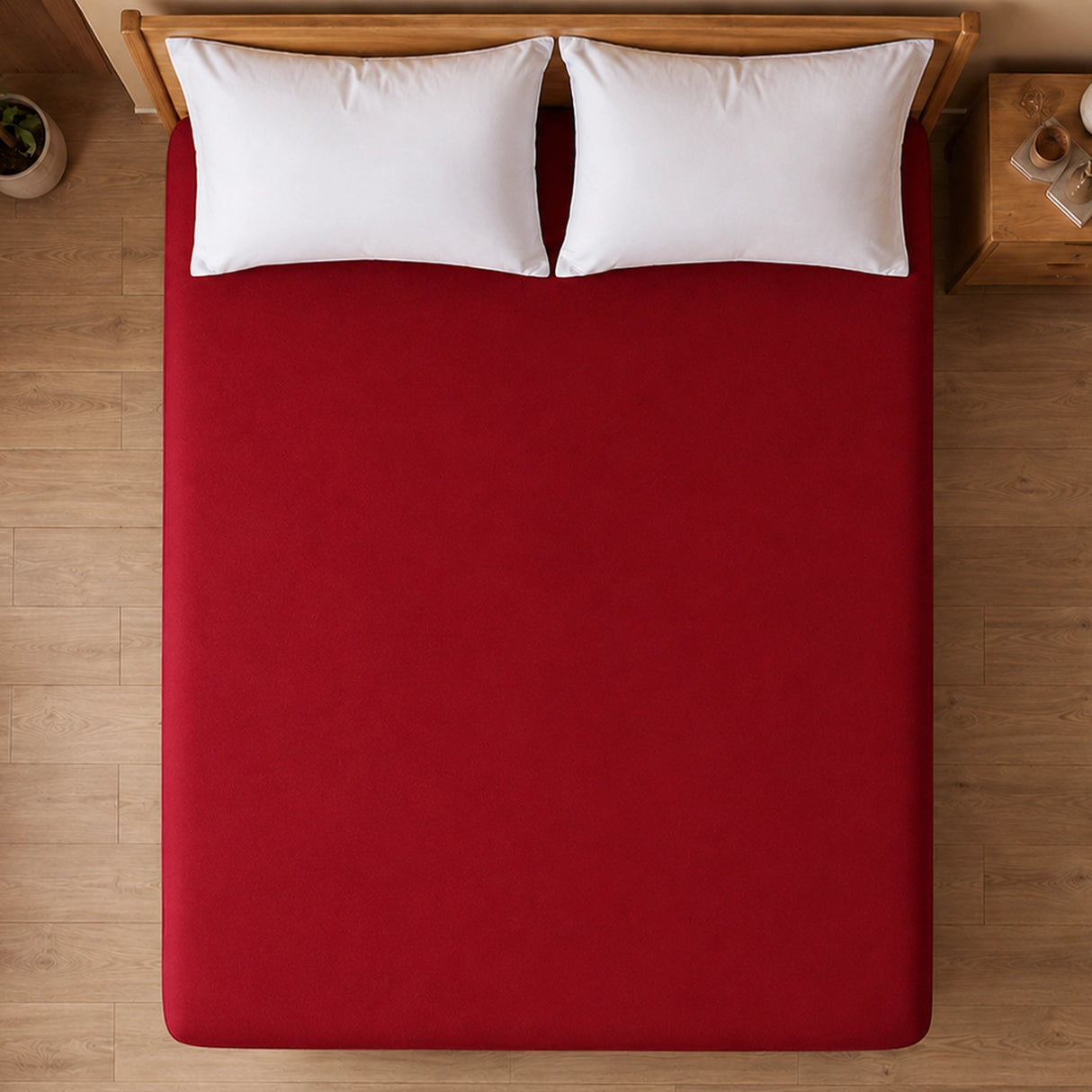 Fort - Terry Solid Mattress Protector (Maroon)