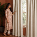 Fort Essential Embossed - Eyelet Black Backing Blackout Curtain (Off White)