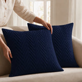 Fort Sawtooth - Quilted Velvet Cushion Cover (Navy Blue)