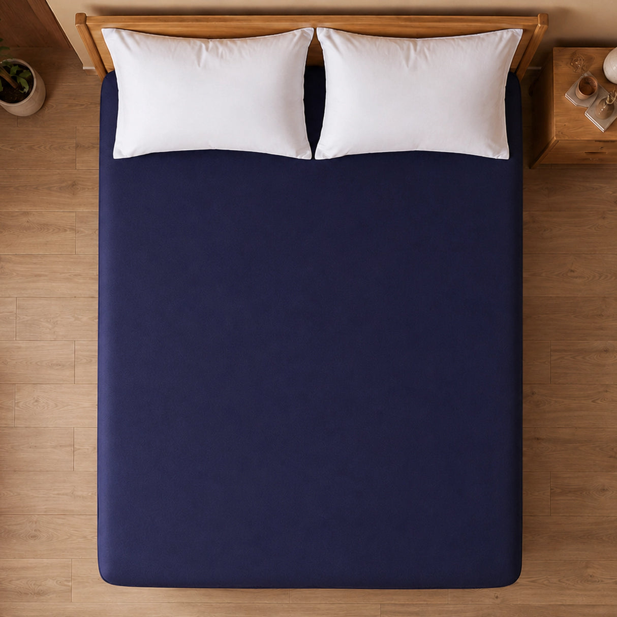 Fort - Terry Solid Mattress Protector (Navy Blue)