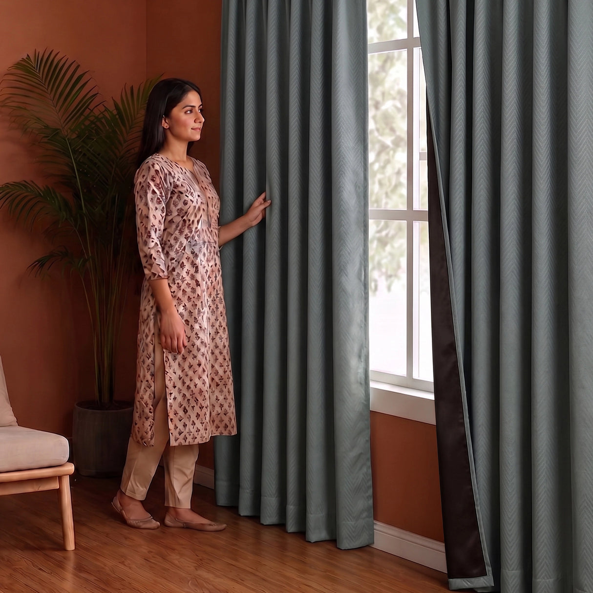 Fort Essential Embossed - Rod Pocket Black Backing Blackout Curtain (Grey)