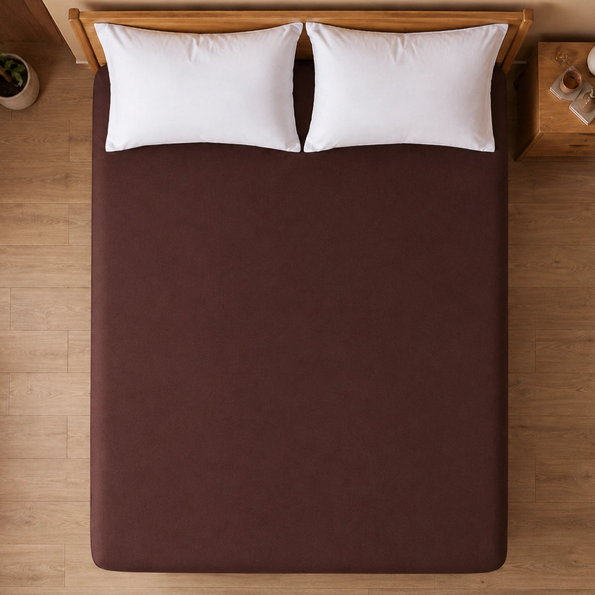 Fort - Terry Solid Mattress Protector (Brown)
