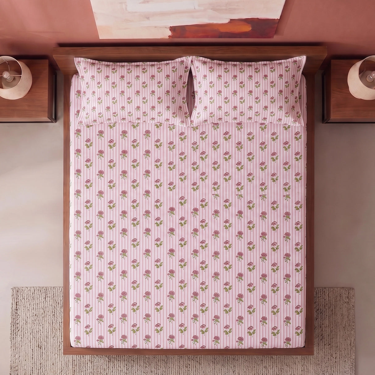 Soft Serenade - Floral Fitted Sheet (Peach)