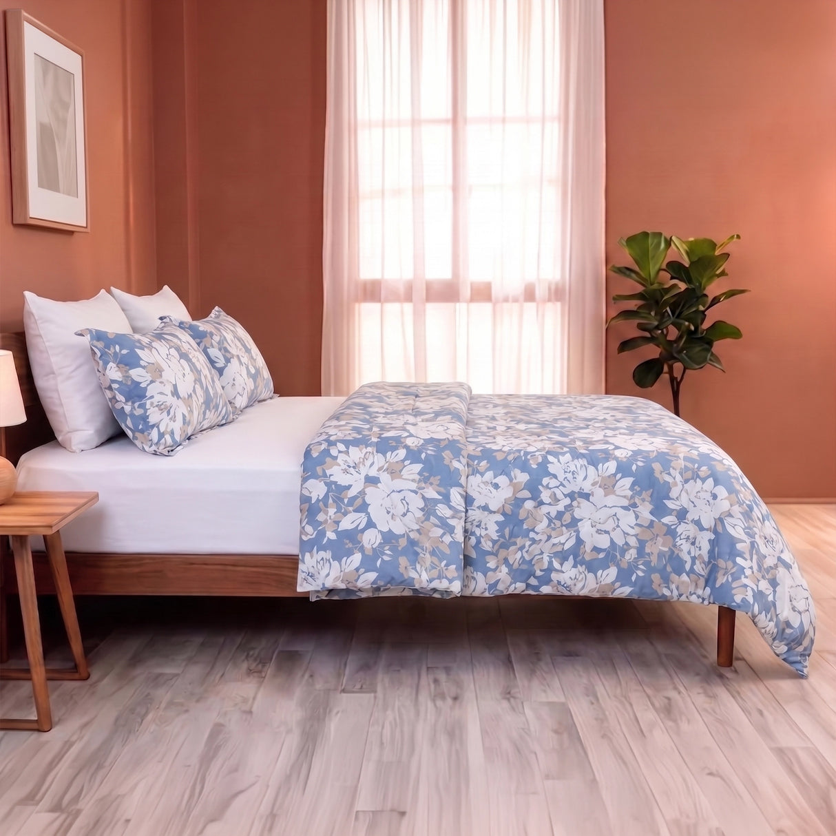 Blossom Haze - Floral Duvet Cover (Blue)
