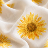 Yellow Sunflower Printed Rod Pocket Duck Curtain
