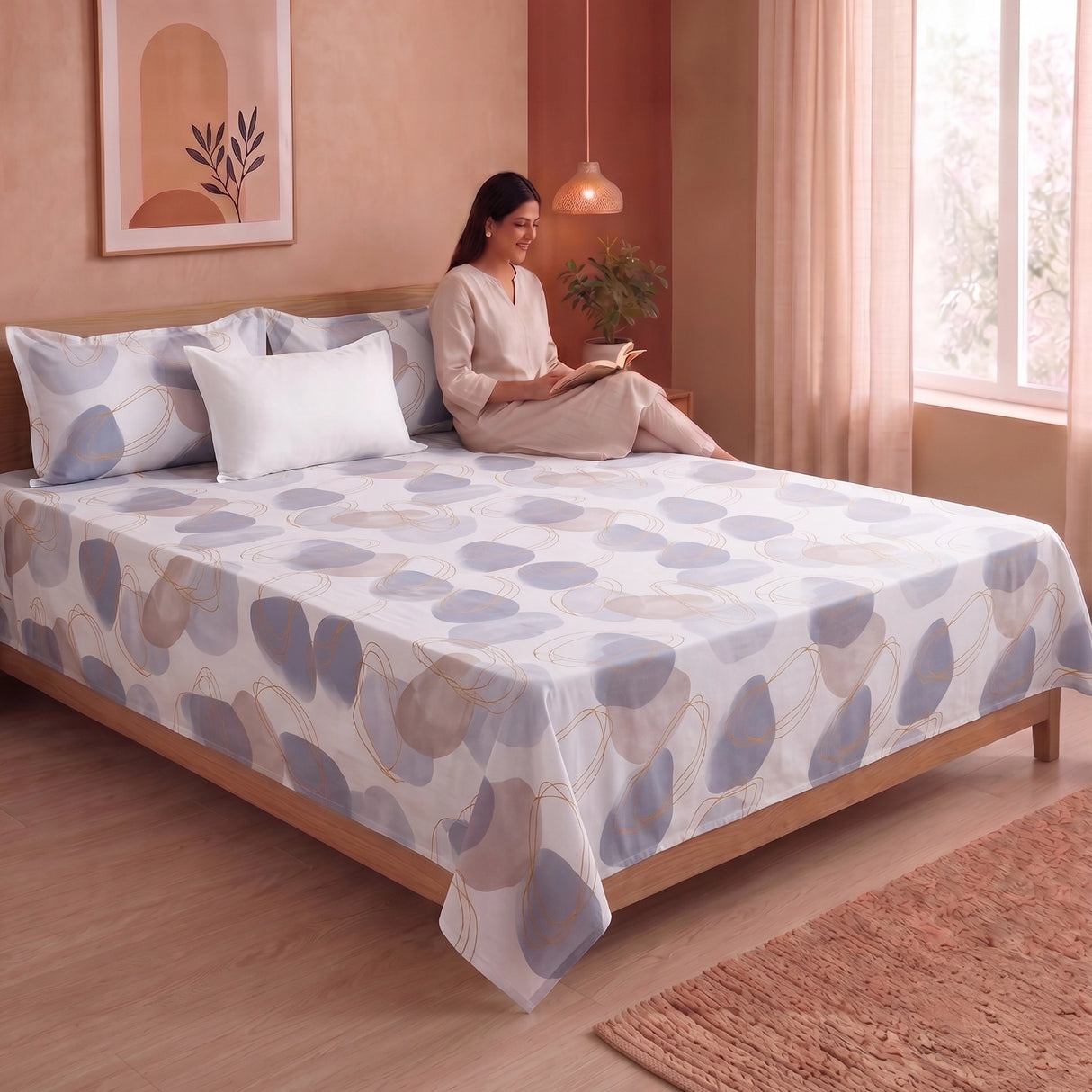 Imprimer Spheres of Serenity - Printed Bedsheet (Multicolor)