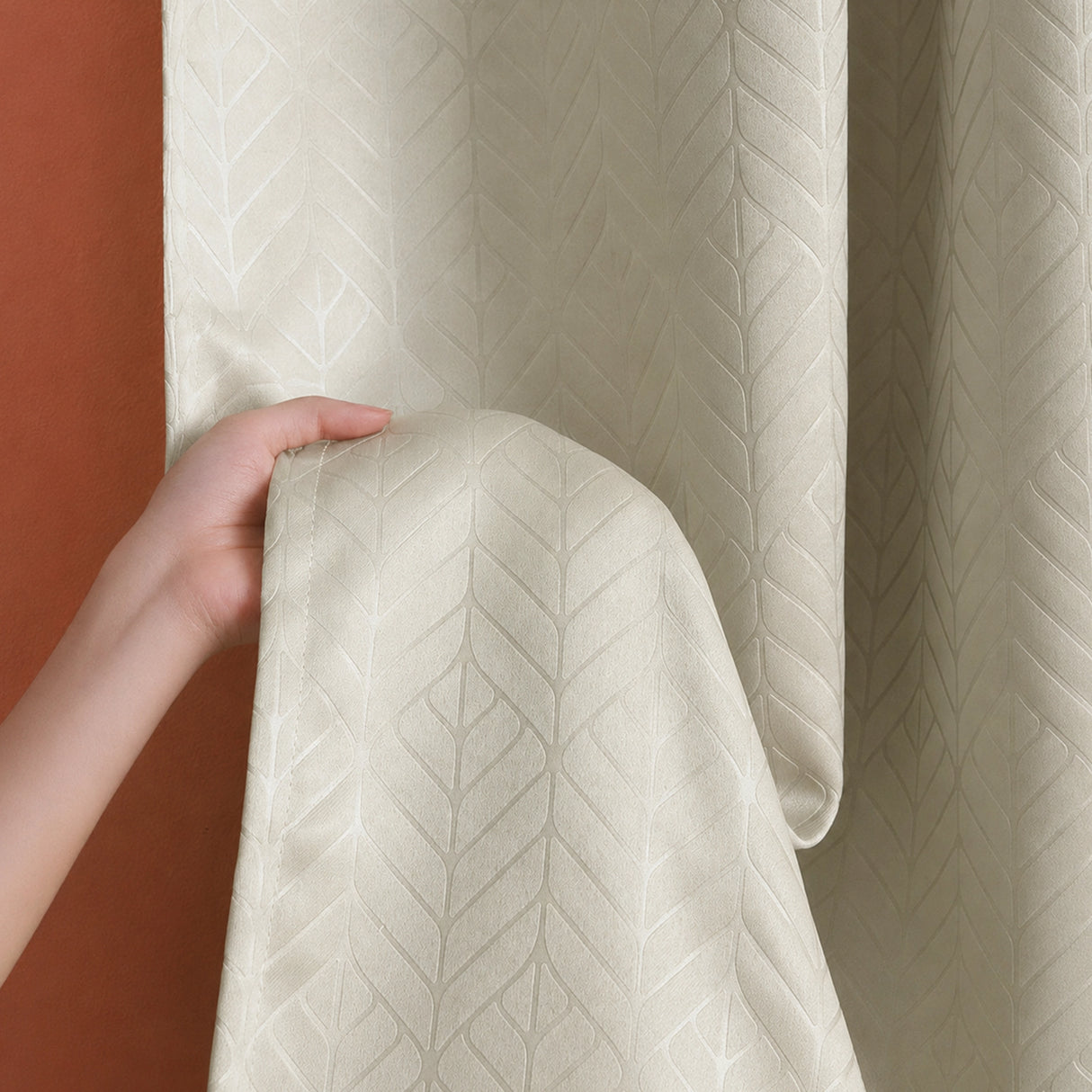 Fort Essential Embossed - Eyelet Black Backing Blackout Curtain (Off White)