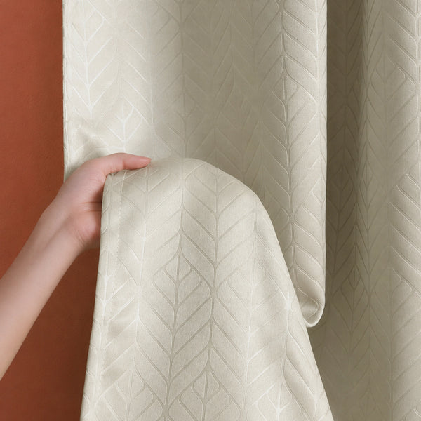 Fort Essential Embossed - Eyelet Black Backing Blackout Curtain (Off White)