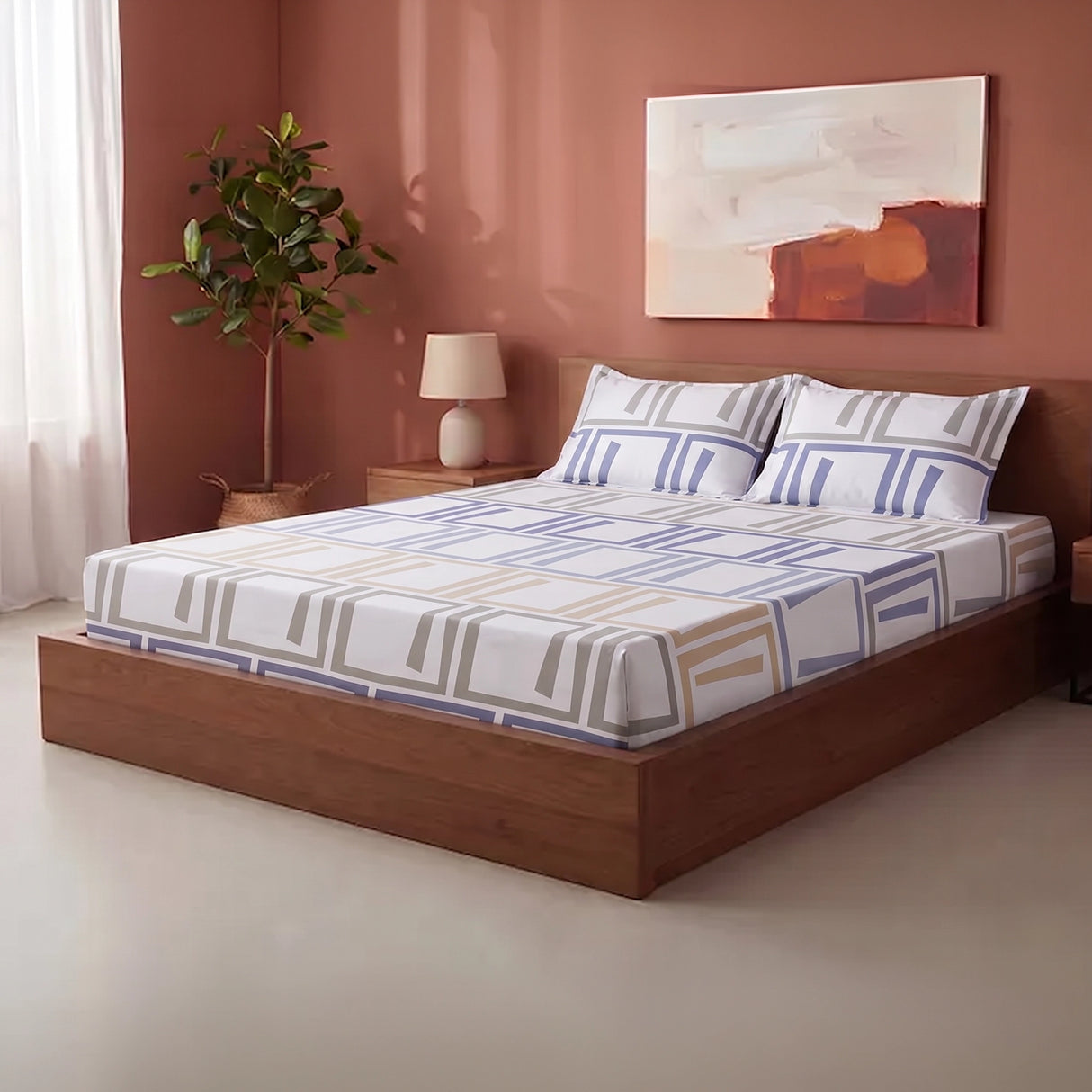 Imprimer Modern Maze - Printed Fitted Sheet