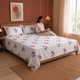Imprimer Vignette - Floral Printed Bedsheet (Red)