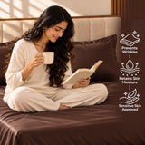 Premium Poly Satin Fitted Bedsheet – Soft, Smooth & Snug Fit, Chocolate Brown