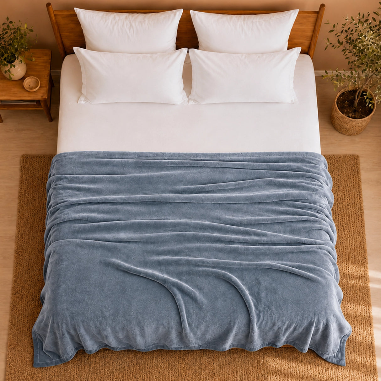 Fort Mellow - Solid Plush Blanket (Frost Blue)
