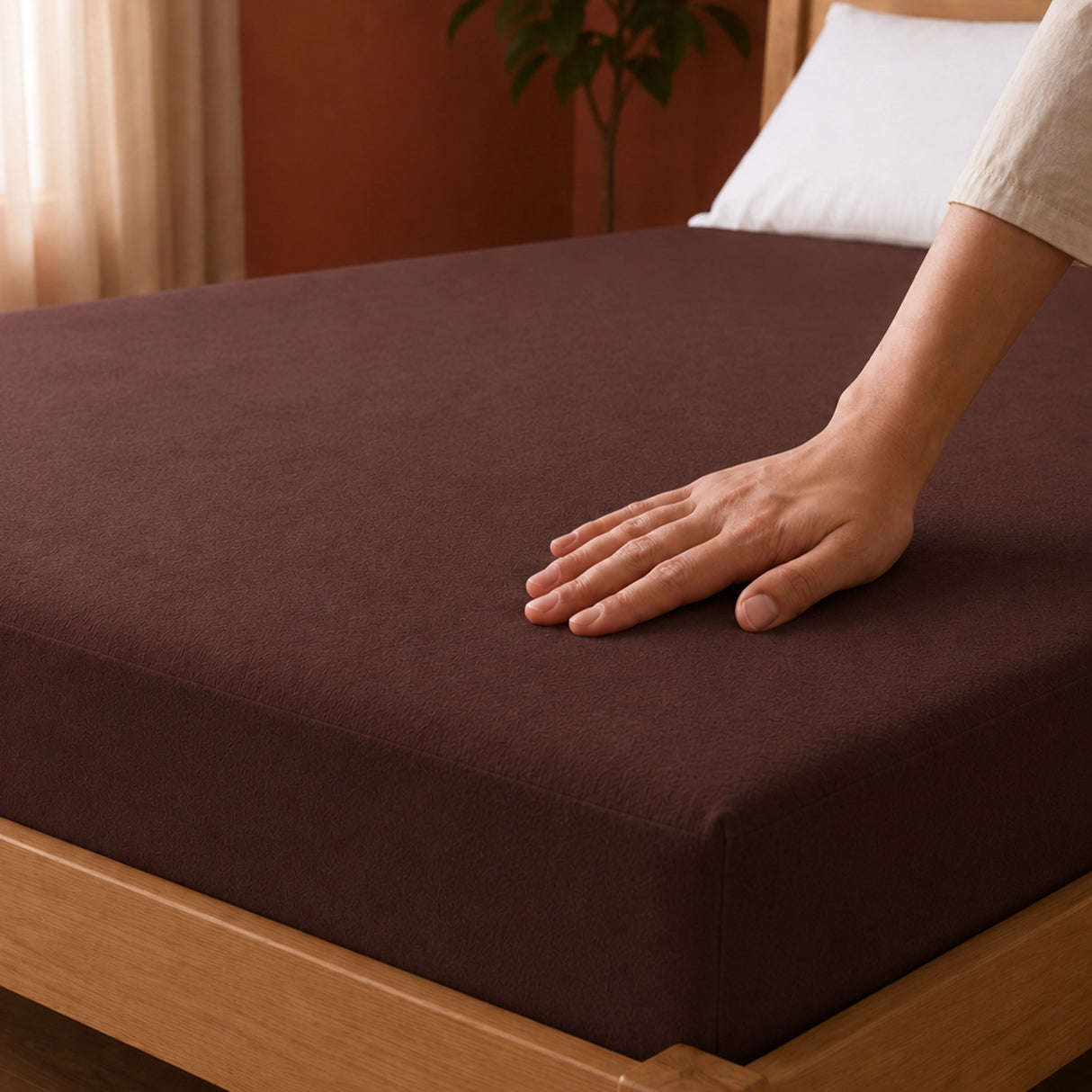 Fort - Terry Solid Mattress Protector (Brown)
