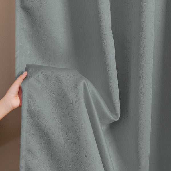 Fort Essential Abstract - Eyelet Black Backing Blackout Curtain (Grey)