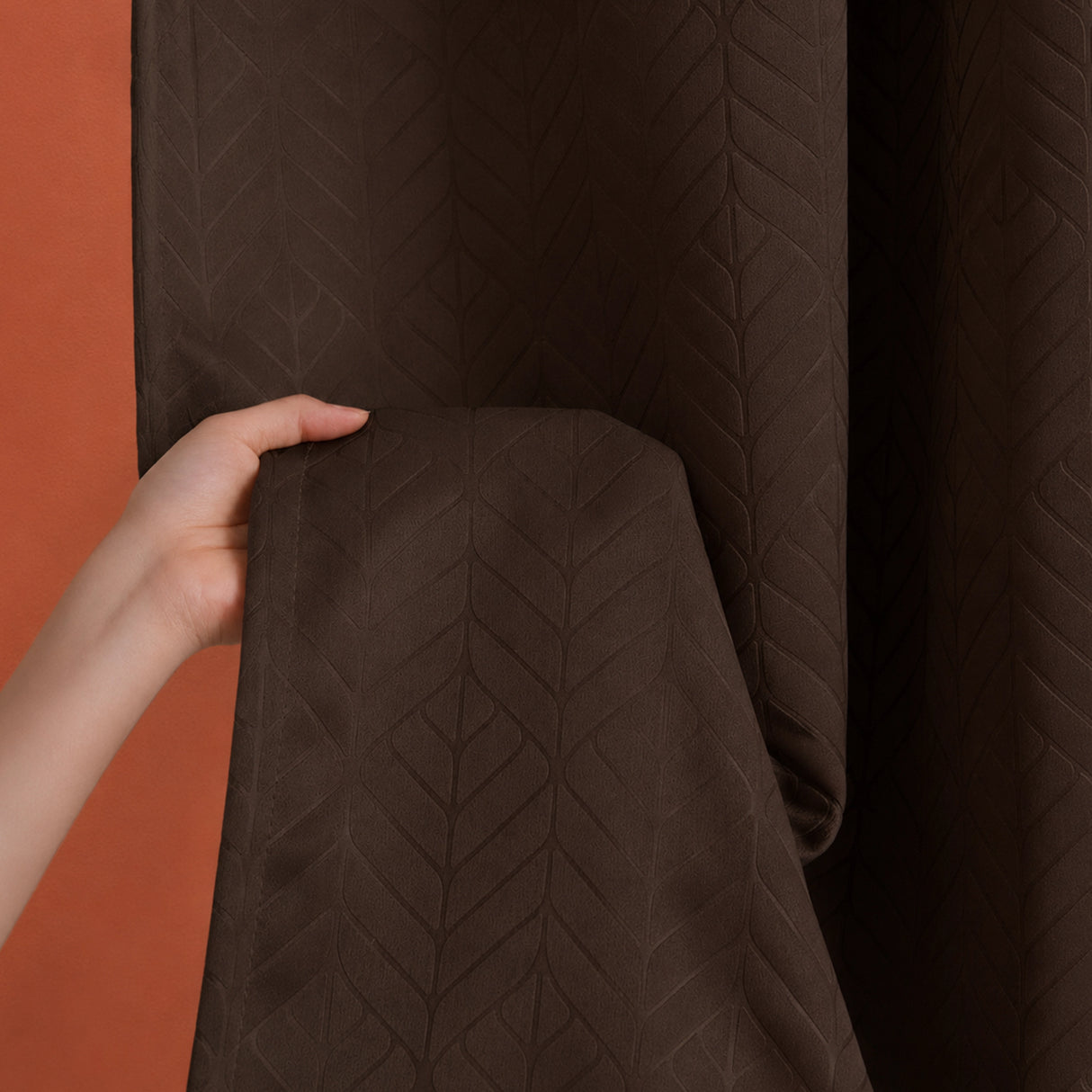 Fort Essential Embossed - Eyelet Black Backing Blackout Curtain (Brown)