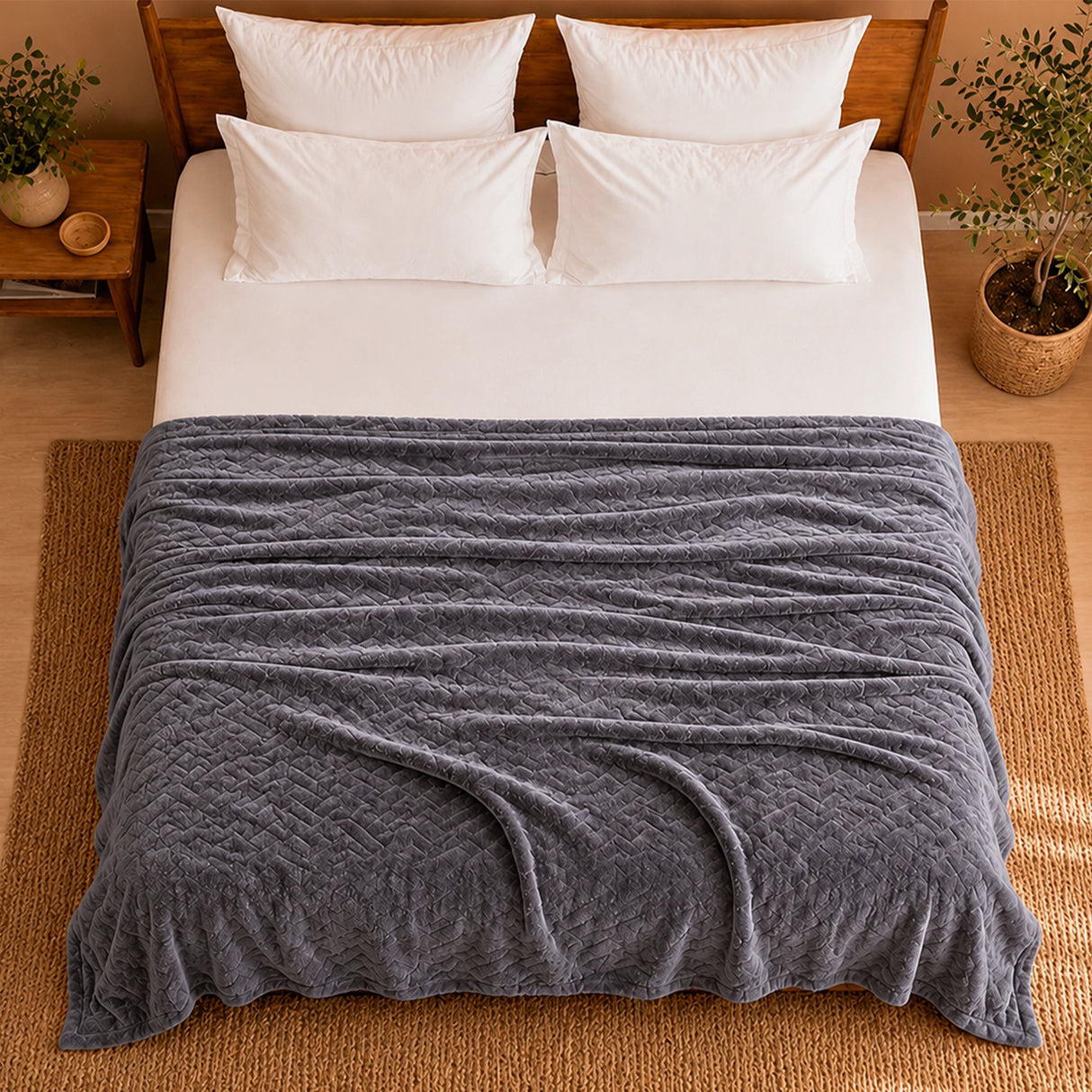 Fort Mellow - Wave Plush Blanket (Grey)