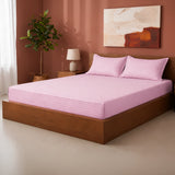 Breton Drift - Satin Stripes Fitted Bedsheet (Baby Pink)