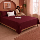 Breton Nap - Satin Stripes Bedsheet (Maroon)