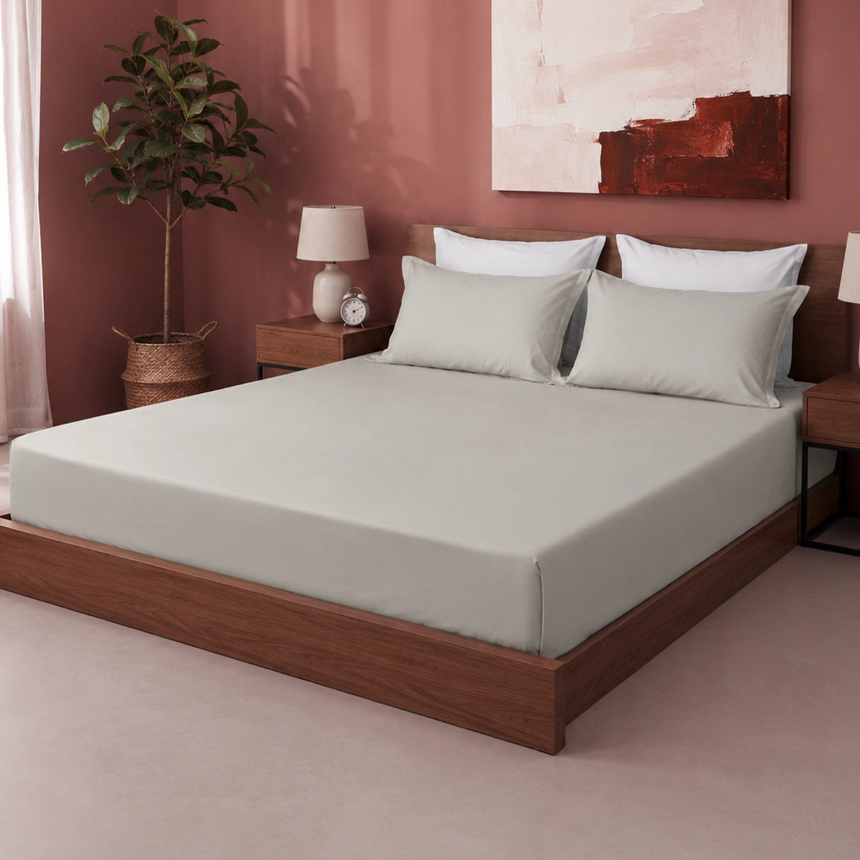 Fort Sublime - Solid Fitted Bedsheet (Light Grey)