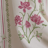 Pink Floral Petal Stripe Eyelet Printed duck Curtain