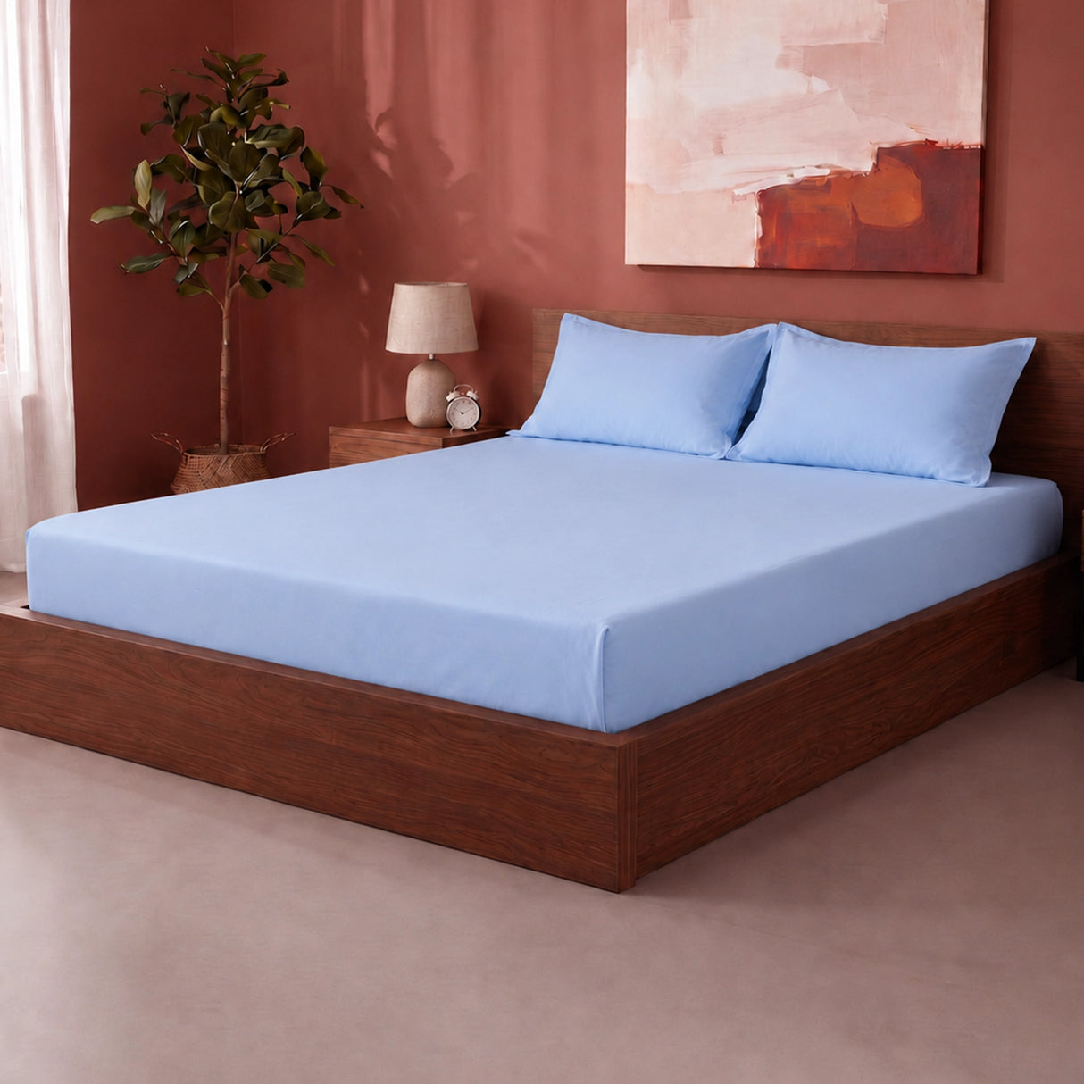 Fort Sublime - Solid Fitted Bedsheet (Sky Blue)