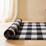 Breton Shadowplay - Plaid Cotton Rug (Black & White)