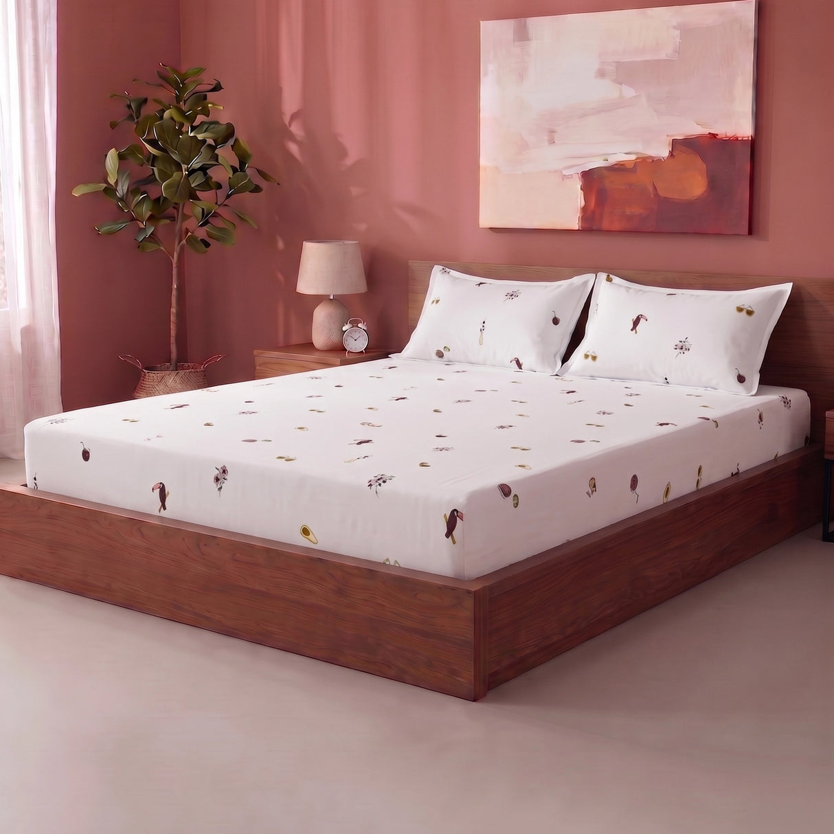 Imprimer Medley - Cartoon Printed Fitted Bedsheet (Multicolor)
