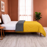 Fort - Box Stitch Duvet Comforter (Mango Yellow & Dark Grey)