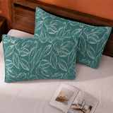 Imprimer Lilac - Leaf Printed Pillow Cover (Aqua Blue)