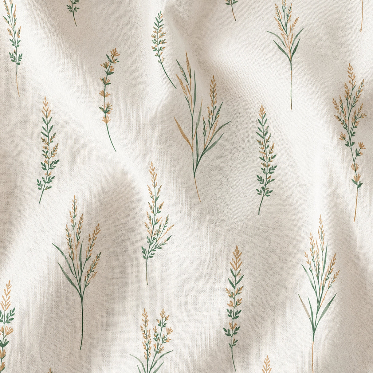 Leafscape Yellow & Green - Printed Rod Pocket Duck Curtain