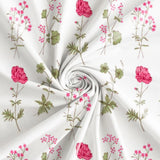 Pink Floral Printed Eyelet Duck Curtain