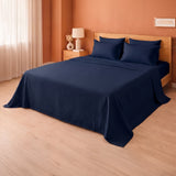 Breton Doze - Satin Stripe Reversible Dohar Blanket (Dark Blue)