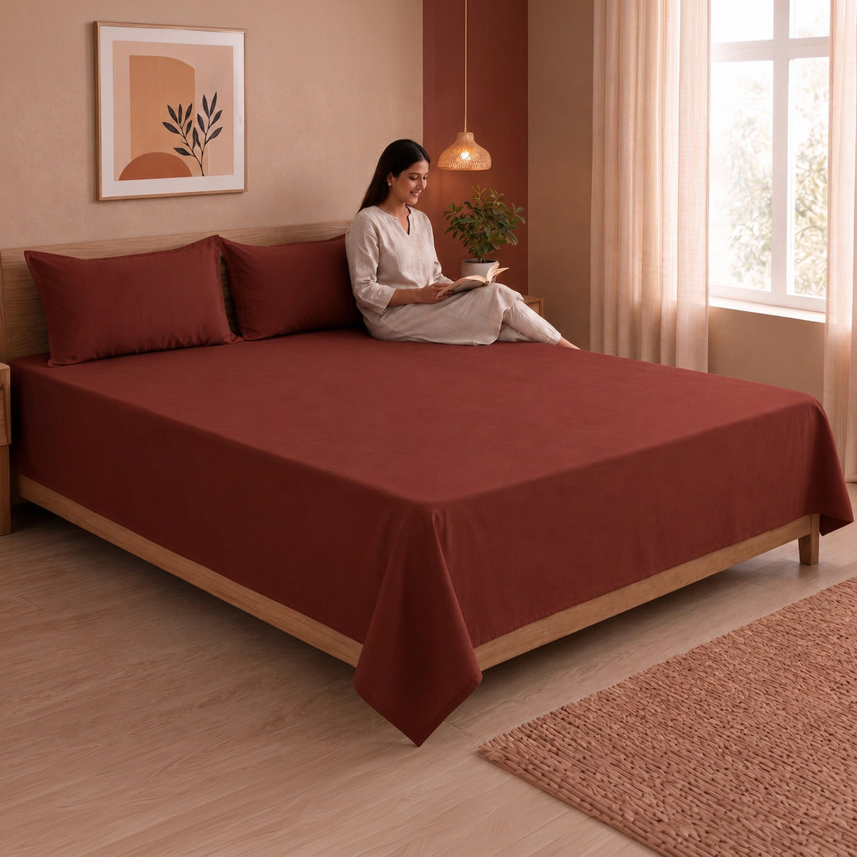 Fort Nightingale - Solid Bedsheet (Maroon)
