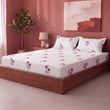 Imprimer Vignette - Floral Printed Fitted Bedsheet (Red)