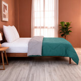 Fort - Box Stitch Duvet Comforter (Teal & Light Grey)