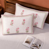 Floral Pink Quilted Pillow Covers
