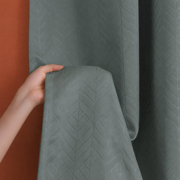 Fort Essential Embossed - Eyelet Black Backing Blackout Curtain (Grey)