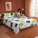 Imprimer Ginkyo - Floral Printed Bedsheet (Blue & Green)