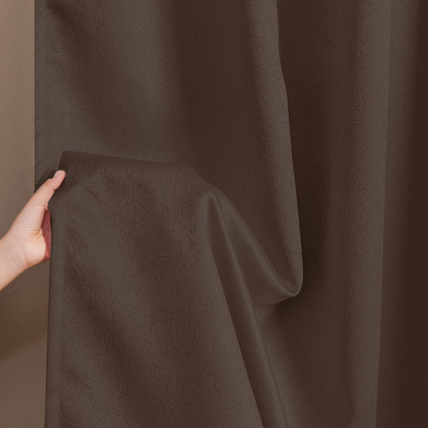 Fort Essential Abstract - Eyelet Black Backing Blackout Curtain (Brown)