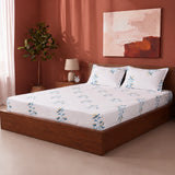 Wild Grace Flower - Floral Fitted Sheet (Turquoise & Blue)