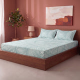 Mint Green Feather - Fitted Sheet (Mint Green & White)