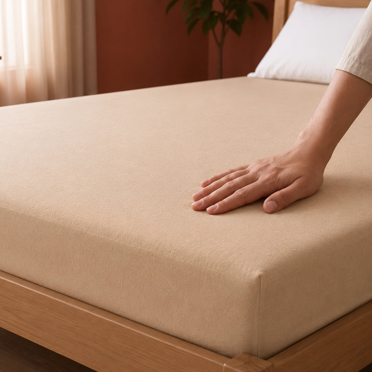 Fort - Terry Solid Mattress Protector (Beige)